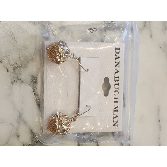 Dana Buchman Gold-Tone Crystal Ball Drop Earrings - Picture 2 of 5